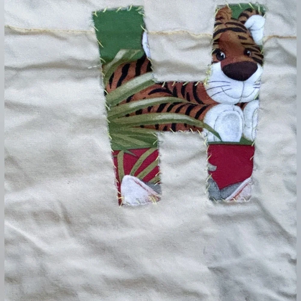 Handmade Animal Safari Baby Quilt Blanket Throw Satin Trim Whimsical AS IS READ